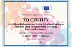 Więcej o: Certyfikat CODE WEEK EU 2022